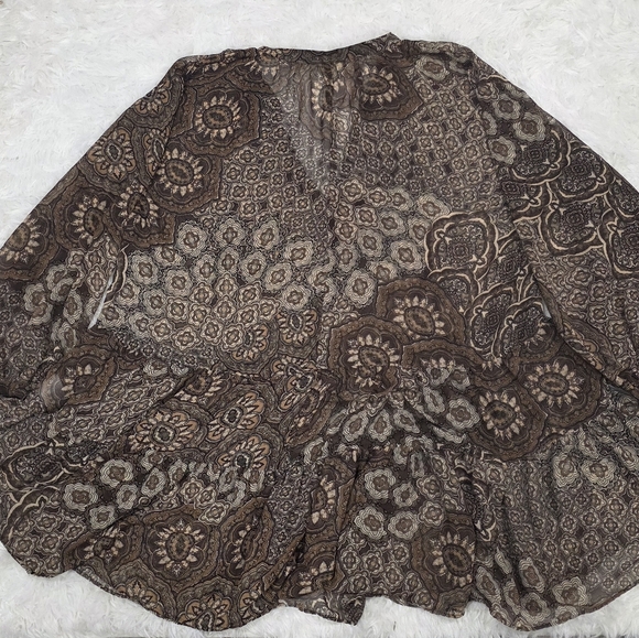 H&M Brown Floral Long Sleeve Dress. Size M. - Picture 3 of 6